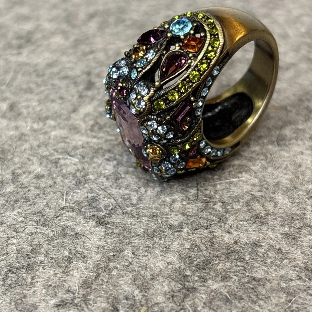 Heidi Daus Multi Color Crystal Damselfly Ring size 7 NIB